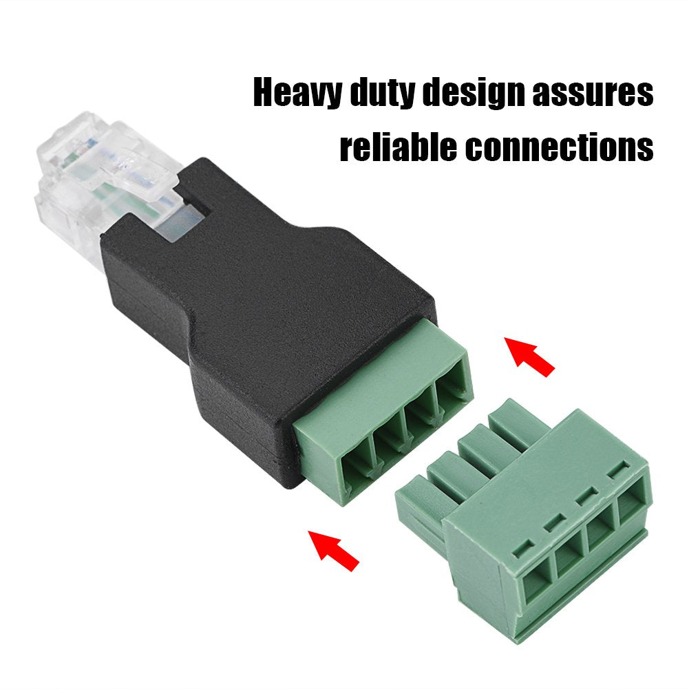 Zerone RJ11 to Screw Terminal Adapter, 6P4C Male to 4 Pin Block Connector for Modem with Anti-Interference EIA/TIA 568B Standard Structured Cabling, 3 Pack