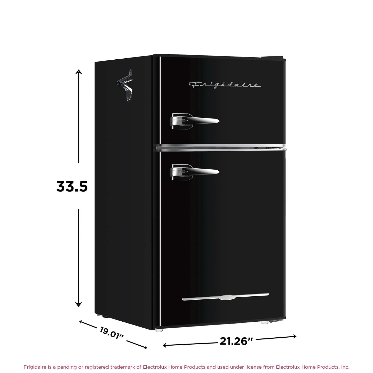 Frigidaire EFR840 Retro Mini Fridge with Freezer & Side Bottle Opener - Small 2 Door Refrigerator for Office Bar or College Dorm Room - 3.2 Cu Ft, Black