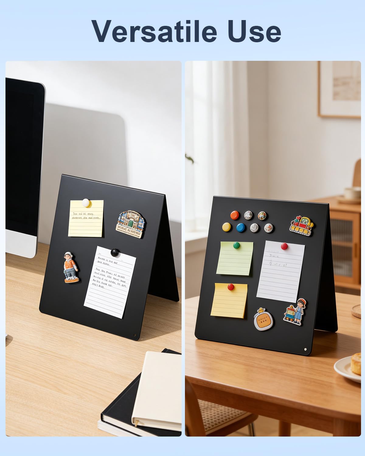 UCEC Metal Magnet Board, Magnetic Bulletin Board, Magnetic Display Board with Stand, Double-Sided V-Shaped Memo Board Easel for Magnet, 11.8"x10" Black Desktop Tabletop Display for Home Office Kitchen