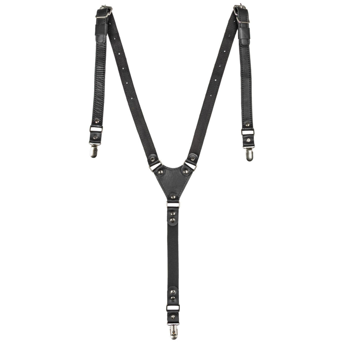 GE MARK Leather Suspenders for Men and Women, Wedding and Gift Accessory (Black)