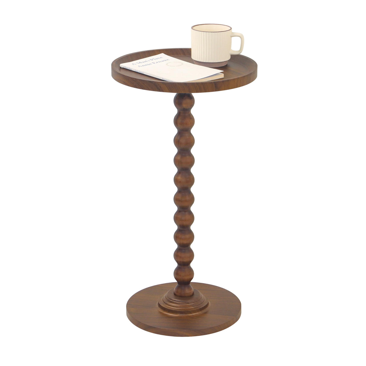 AWASEN Small Side Table, Round Drink Table for Small Spaces, Round Accent End Table Living Room, Nightstand for Bedroom, Corners, Office, Walnut Brown
