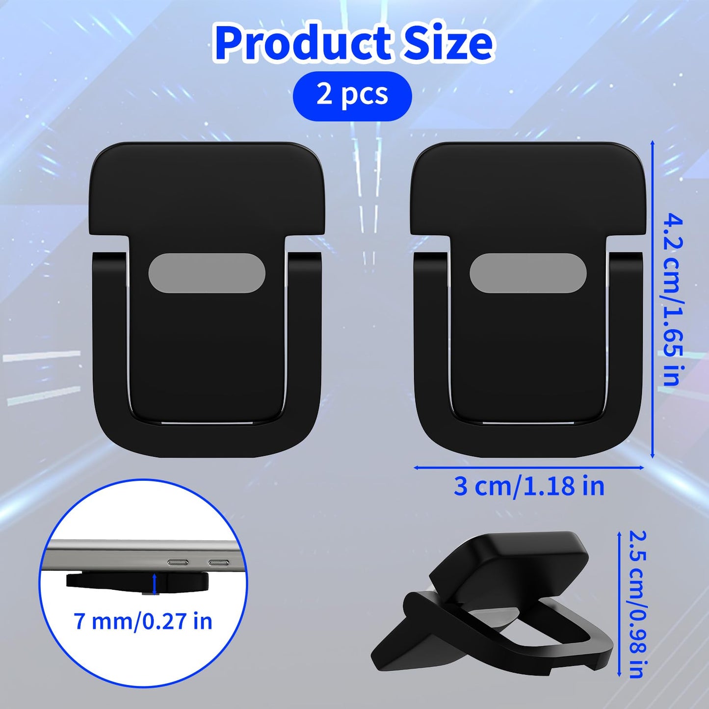 Notoke 2 PCS Portable Keyboard Riser, Adjustable Black Laptop Keyboard Stand with 2 Angle Settings and Self-Adhesive Foldable Feet, Mini Foldable Laptop Stand Riser Keyboards Lift for Most Keyboards