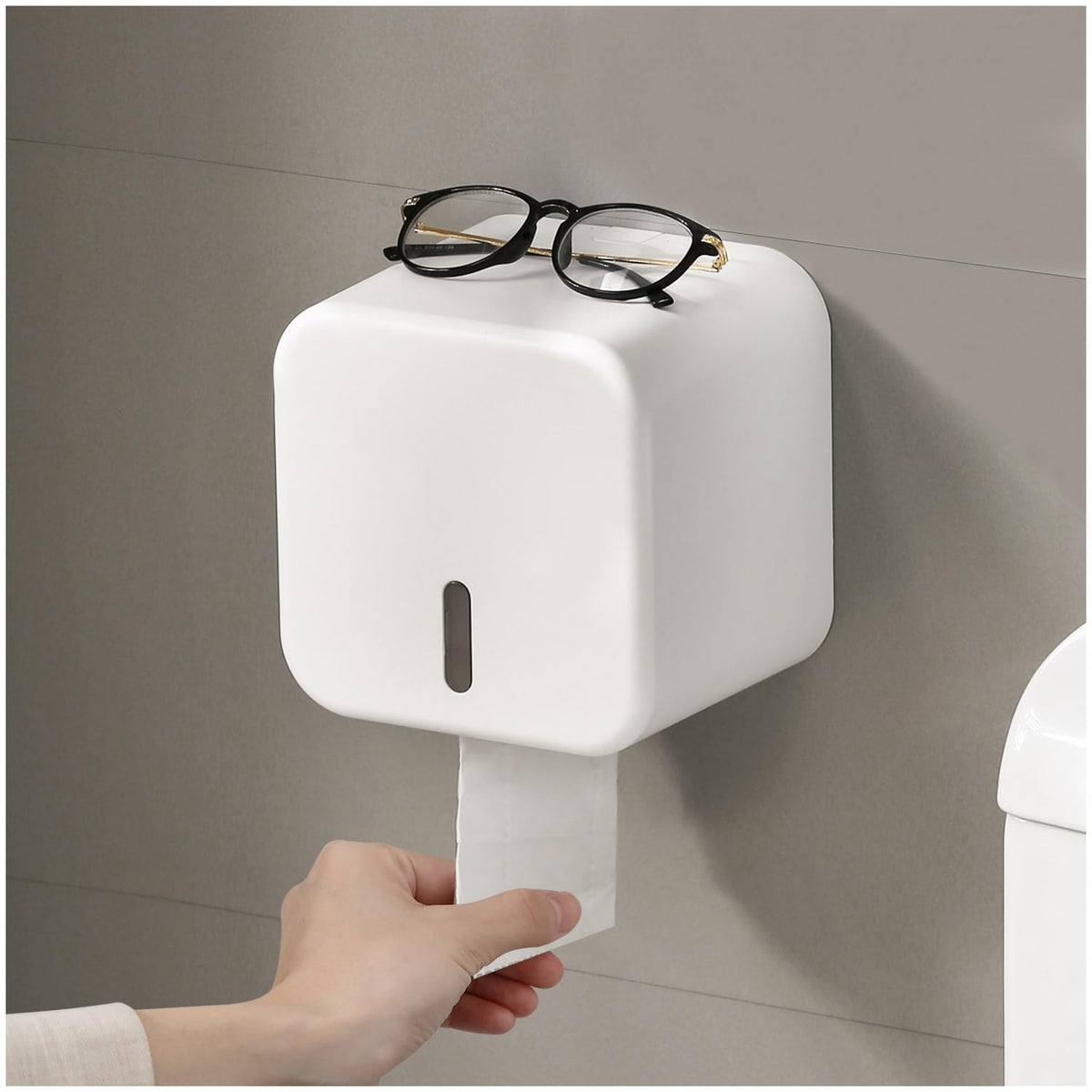 Colist Toilet Paper Holder Wall Mounted self Adhesive Toilet Roll Holders No Drilling Waterproof/Dustproof/Cat Proof Paper Roll Dispenser for Bathroom Toilet RV Car Trave(Large)