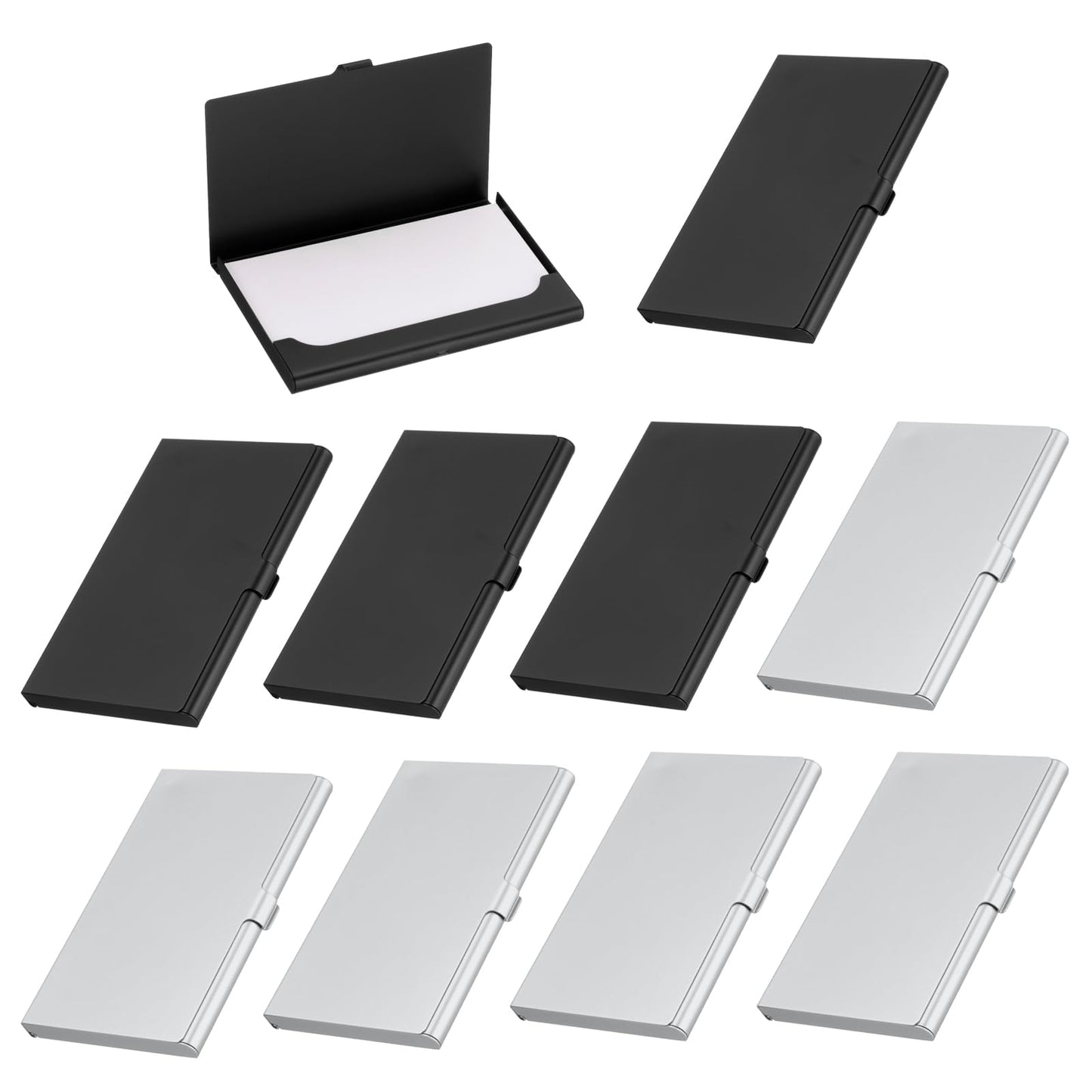 PATIKIL Business Card Holder, 10Pcs Aluminum Metal Card Case Professional Pocket Card Holder for Name Card Credit Card, Black Silver