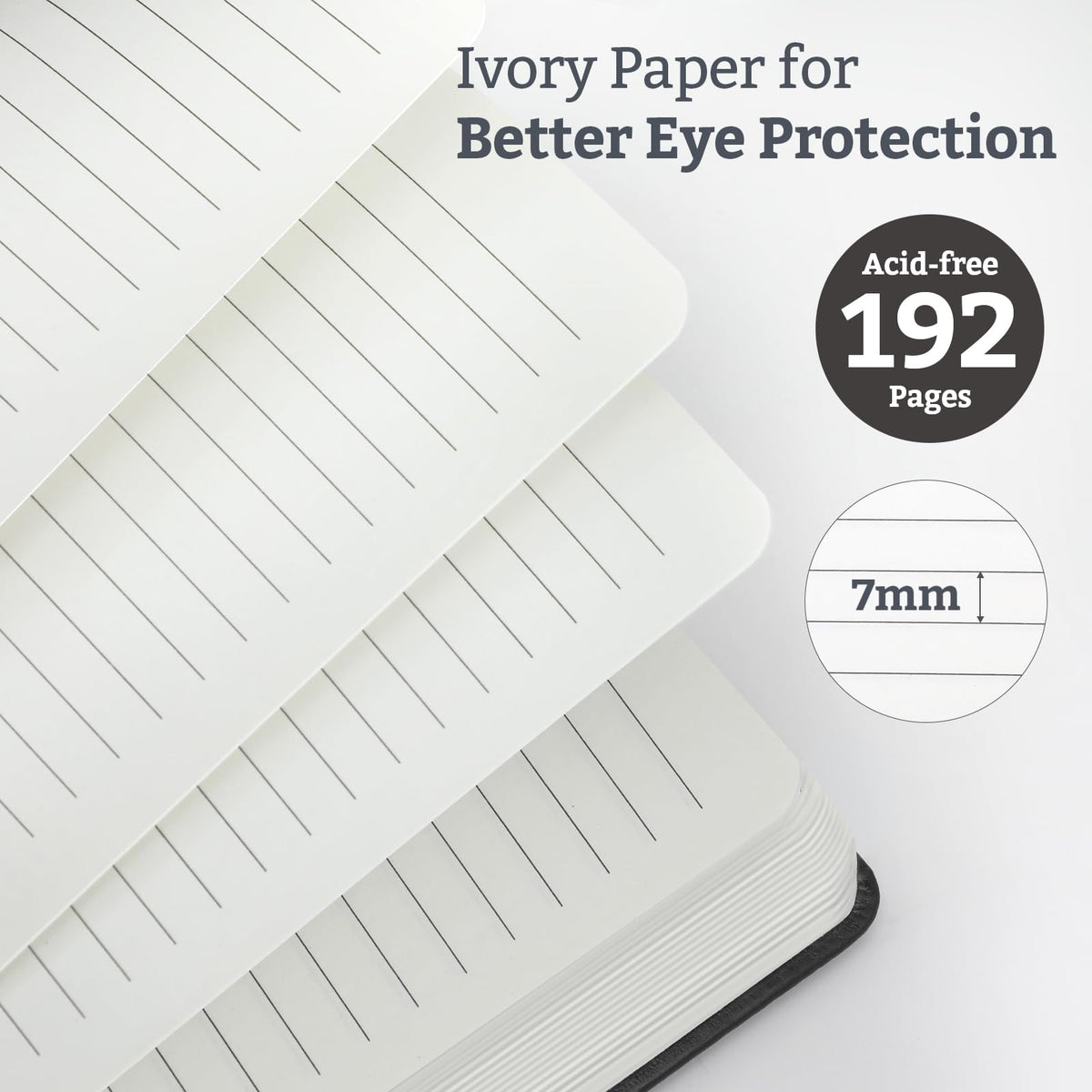 2Pack Lined Hardcover Journal Notebook, A5 192 Pages 100Gsm Thick Paper College Ruled for School,Note Taking,Work,Diary，5.7''*8.3'',Black