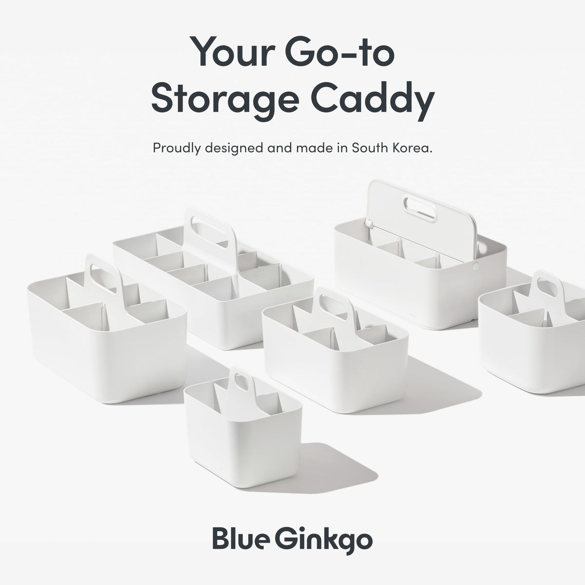 BLUE GINKGO Stackable Organizer Caddy – Korean-Made Portable Tote for Bathroom, Office, Crafts, or School Supplies (Rectangle, Pink)
