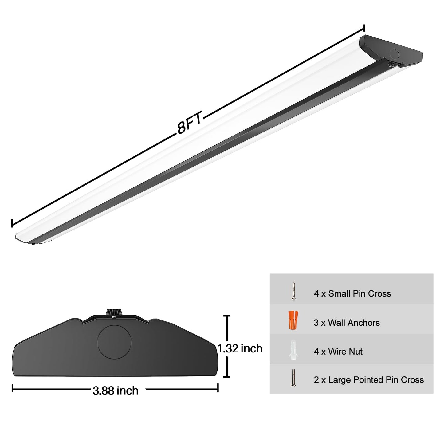 TychoLite 110W 8FT LED Shop Lights, Ultra Slim LED Wraparound Strip Lighting, 12500LM 5000K, 8 Foot Flush Mount Garage Warehouse Office Ceiling Light Fixture, Fluorescent Tube Replacement, 6 Pack