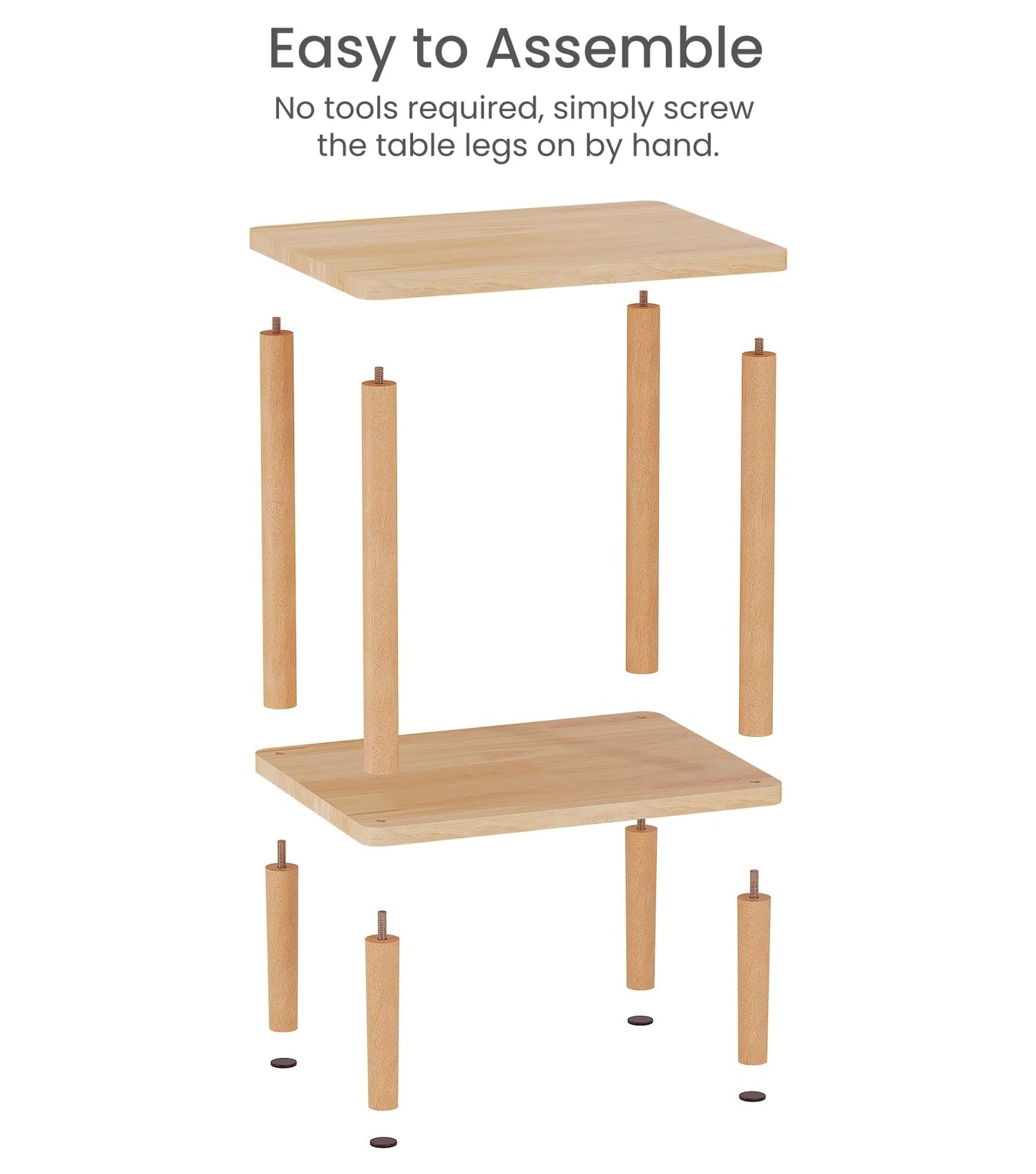 LUCKNOCK Solid Wood Side Table, 2-Tier Small End Table with Storage Shelf, Narrow Nightstand Bedside Table for Small Spaces, Bedroom, Living Room, Farmhouse, No-Tool Assembly.