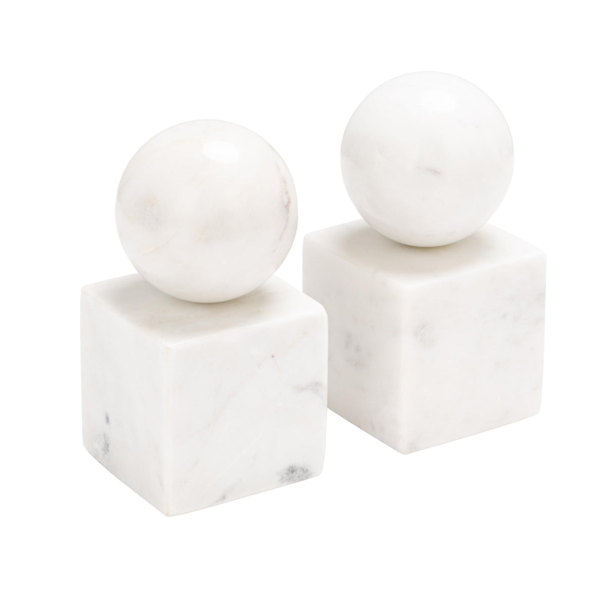 Creative Co-Op 2-Piece Marble Geometric Bookends, White