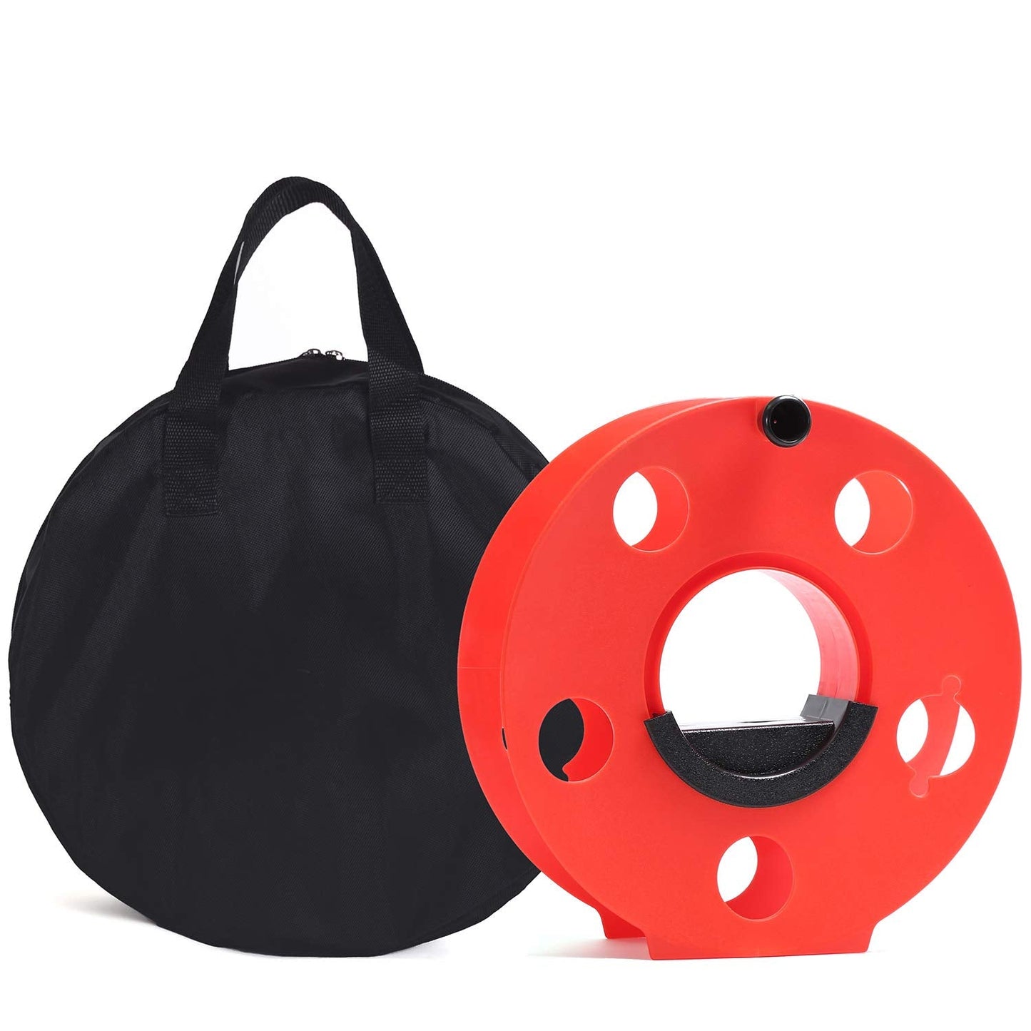 Homeon Wheels Heavy Duty Impact Resistant Plastic Extension Cord Storage Reel With Bag 1 Pack Durable & Safe, Lightweight & Portable, Ideal for Outdoor Projects & DIY Maintenance 100 Feet RED