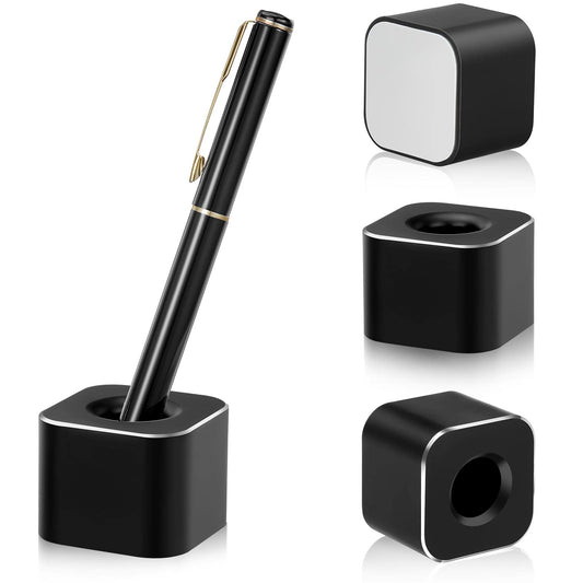 Chinco 2 Pieces Single Pen Holder Metal Pen Stand Square Base Aluminum Student Desk Organizer for Desk Desktop Toothbrush Stand Holder Display for Home Office Students Teachers
