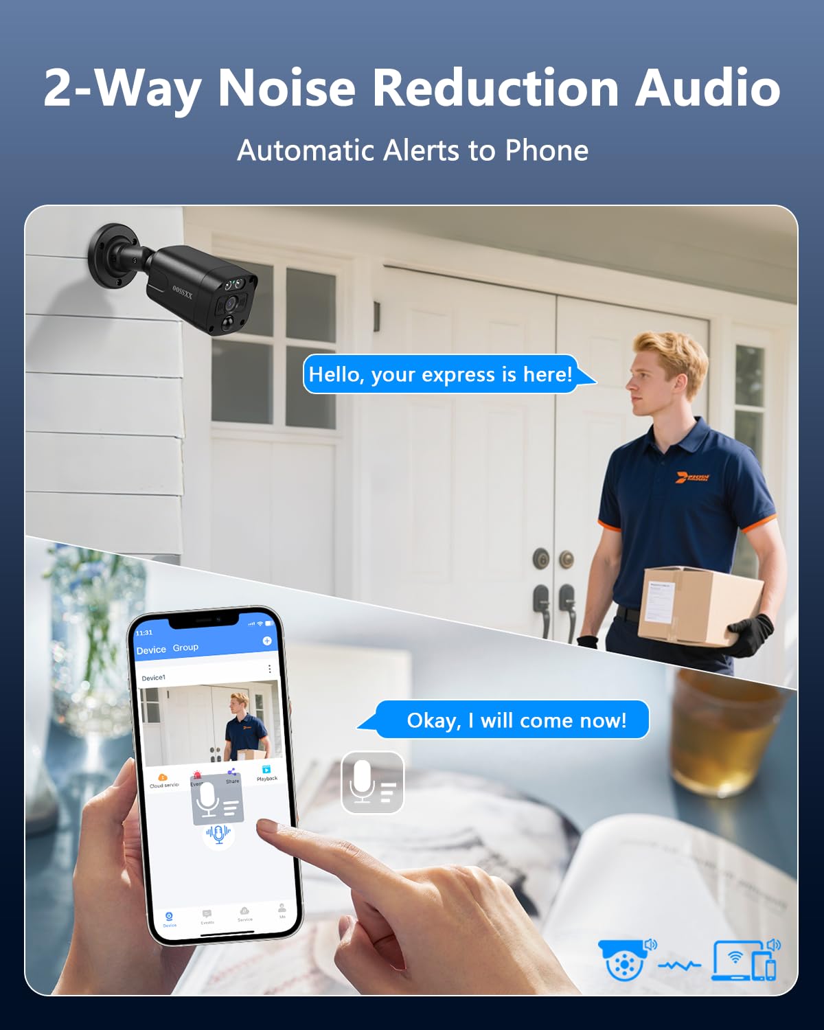 OOSSXX (4K/8.0 Megapixel & 130° Ultra Wide-Angle) 2-Way Audio PoE Outdoor Home Security Camera System Wired Outdoor Video Surveillance IP Cameras System
