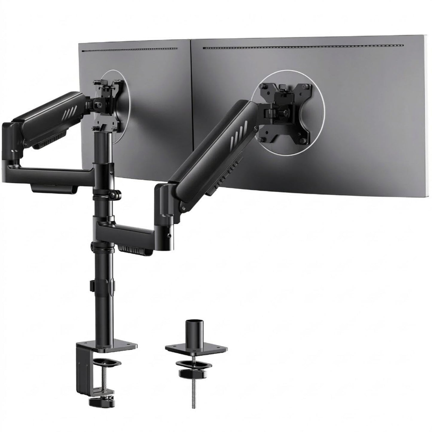 ErGear Vertical Dual Monitor Stand, Stacked Monitor Mount for 13-32″ Screens, Up to 19.8 lbs per Arm, Enhanced Stability with Integrated C-Clamp, Upgraded Cable Management, VESA 75x75/100x100mm, Black