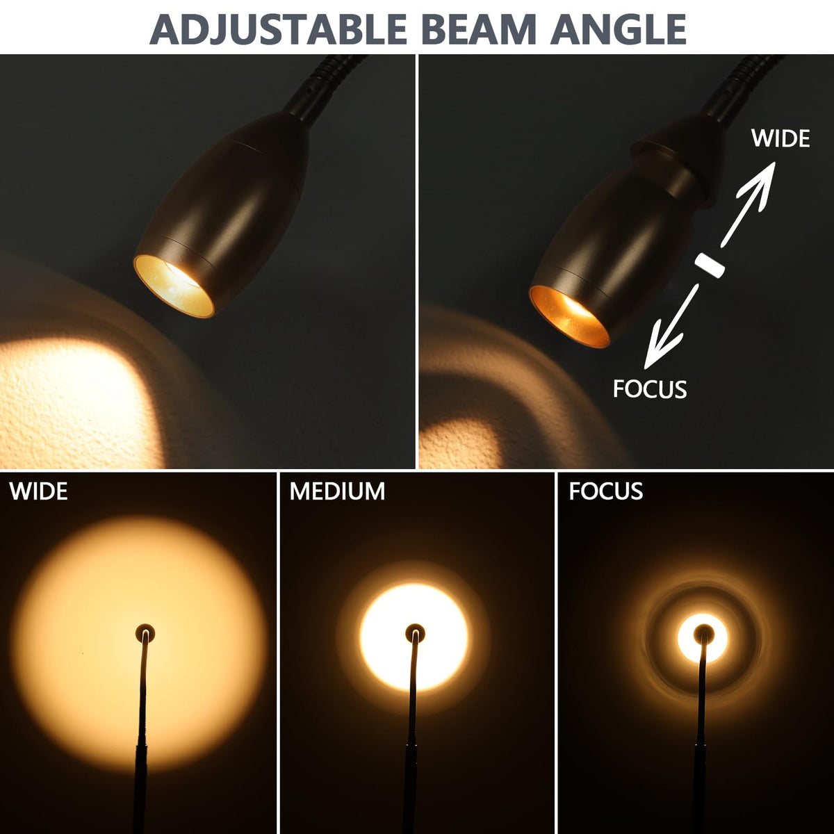 Reading Floor Lamp, 72" Tall LED Lamp with Flexible Gooseneck, Dimmable Zoomable Spotlight, Adjustable Color Beam Standing Lamp, Touch & Remote Control, Task Craft Bedroom Living Room (Bronze)