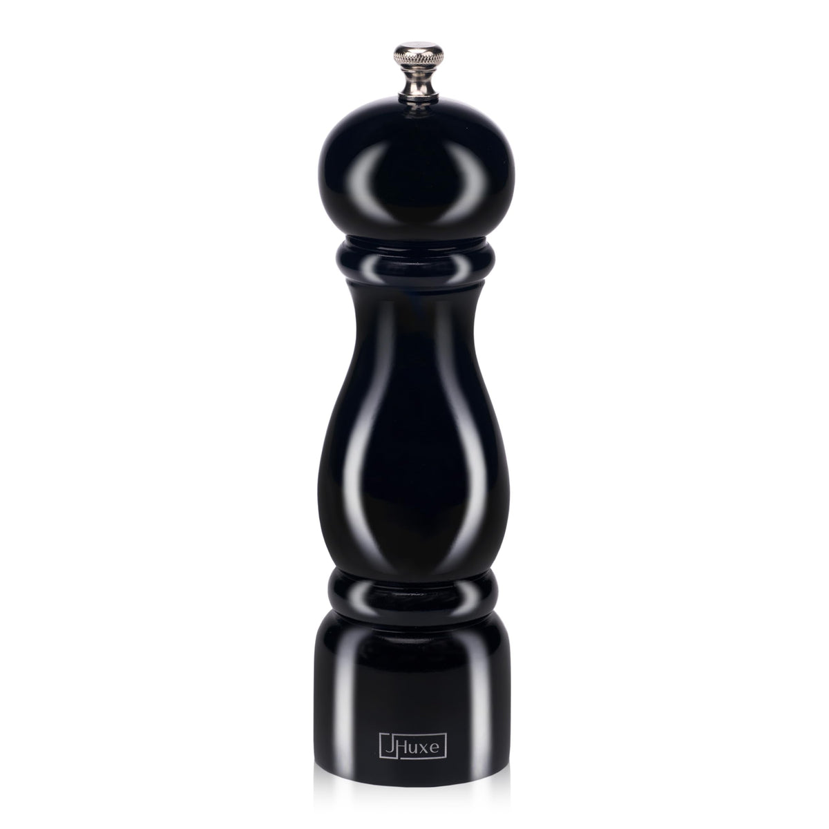 JHuxe Black Wood Pepper Mill, 8-inch Classic Manual Salt Pepper Grinder, Adjustable Coarseness Wooden Peppermill, Refillable Pepper Crusher with Ceramic Rotor, Best Kitchen Tools, EE1