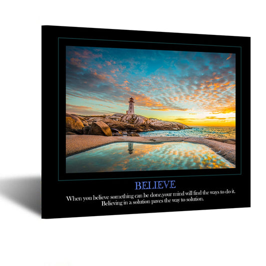 KREATIVE ARTS Believe Canvas Quotes Wall Art Decor Family Decorative Signs Inspirational Motto Canvas Prints Giclee Artwork Inspiration Painting Gift for Classroom Study Room Office Decor (Believe)