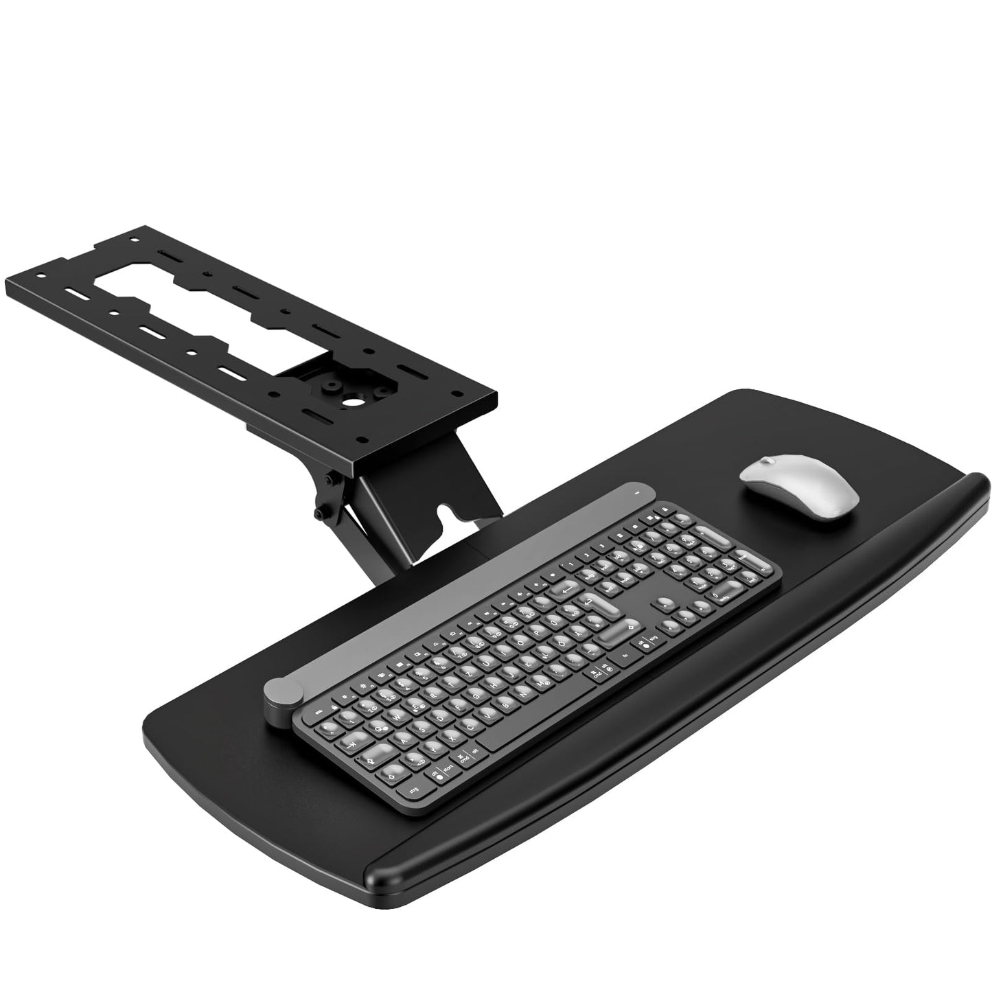 AX WABER Keyboard Tray Under Desk with Storage Drawer, Height Adjustable Keyboard Tray Slide Out 360° Swivel Tilt, Ergonomic Under Desk Mount Keyboard & Mouse Holder for Gaming Home Office, Black