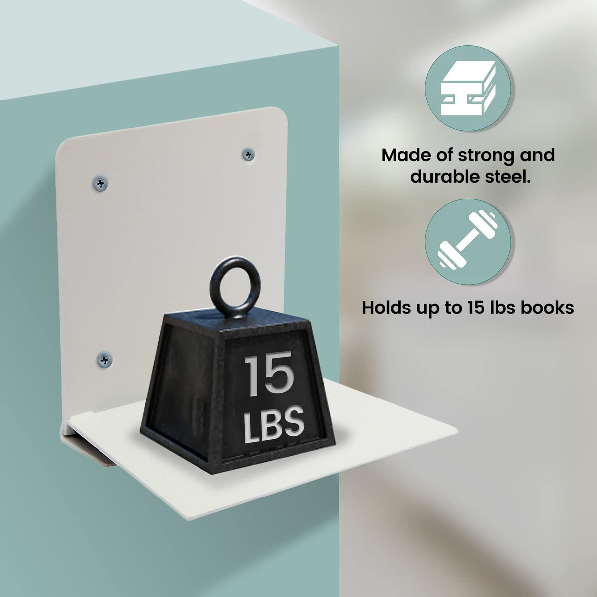 STORAGE MANIAC Floating Book Shelves for Wall Mounted Invisible Floating Bookshelves Heavy-Duty Steel Hidden Bookshelf Hanging Bookshelves for Bedroom Living Room Office, White 4-Pack Large