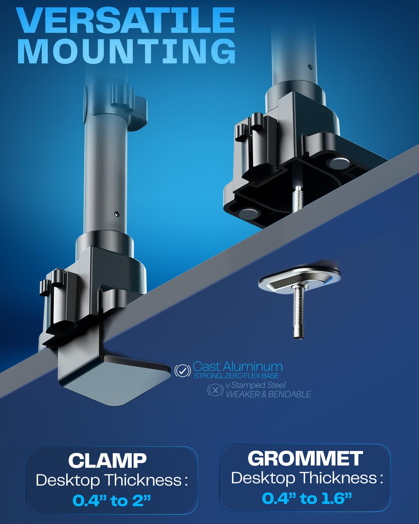 VIVO Pneumatic Arm Dual Ultrawide Monitor Extra Tall Desk Mount for Up to 49 inch Screens, Heavy Duty Clamp, Holds 2 Ultra Wides Up to 44 lbs, Black, STAND-V120K