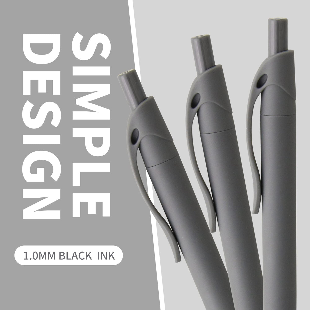 deegtran Pens Bulk, 50 Pack No Bleed Grey Barrel Black Ink Click Pens, Wholesale Retractable Ballpoint Pens, Pen Medium Point, Smooth black Ink Pen, 1.0MM