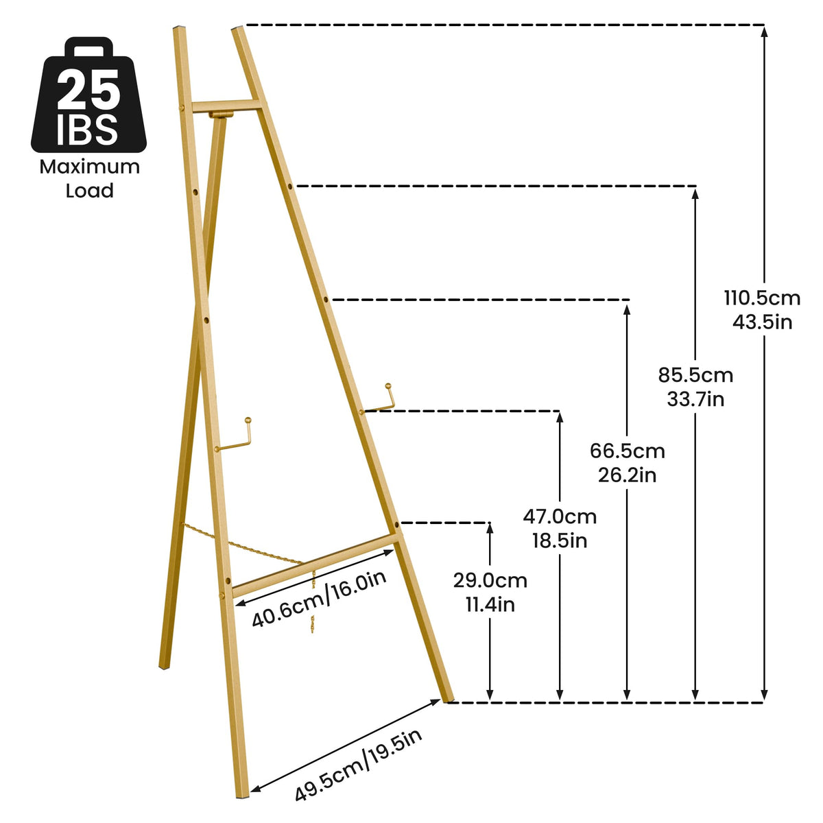Gold Easel Stand for Sign, Heavy Duty Easel, 4-Tier AdjustableArt Easel for Painting, Wedding Sign 1pc