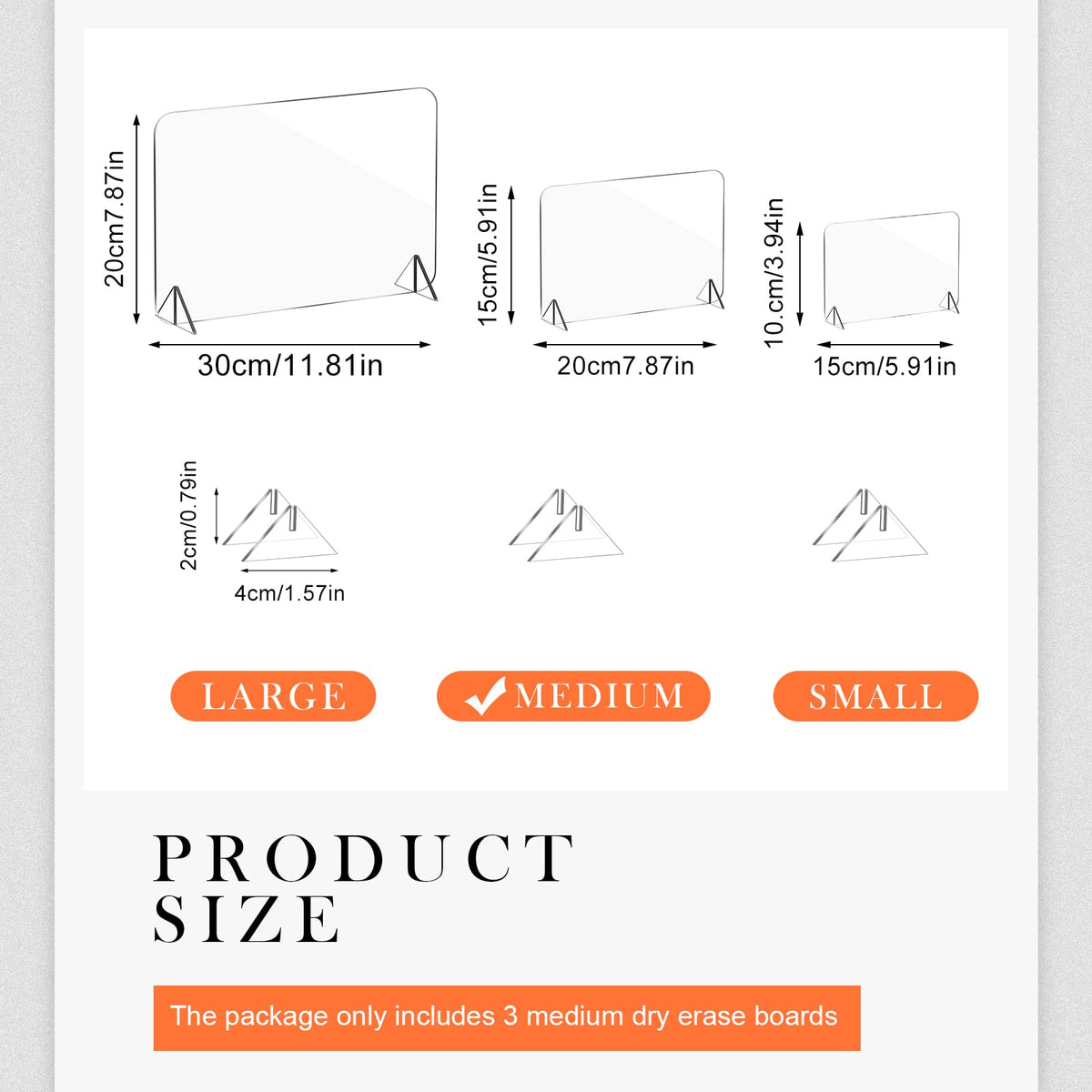 3 Pack Acrylic Dry Erase Board and Marker Glass Alternative Clear Memo Tablet Desktop Display Frameless Small Writing Whiteboard with Stand for School Office Home(5.91 x 7.87 Inch)