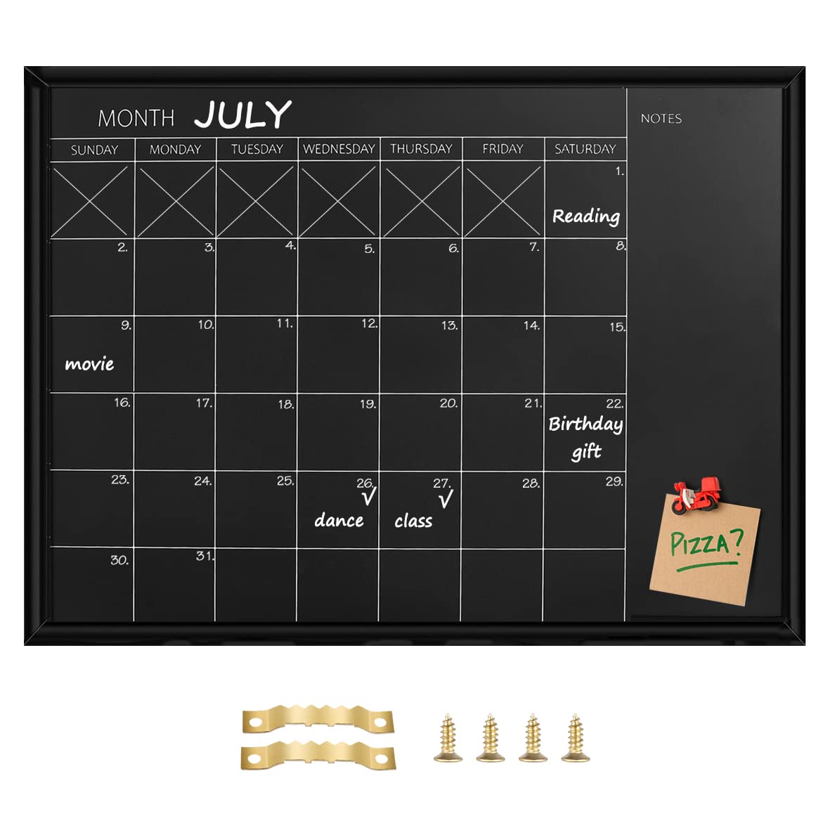 TORASO Calendar Chalkboard, 17.7 x 23.6 inches, Magnetic Surface Black Frame Chalk Board for Planning,School Timetable Memo, Hanging Board for Office, School and Home(YLHB-BK-4560)