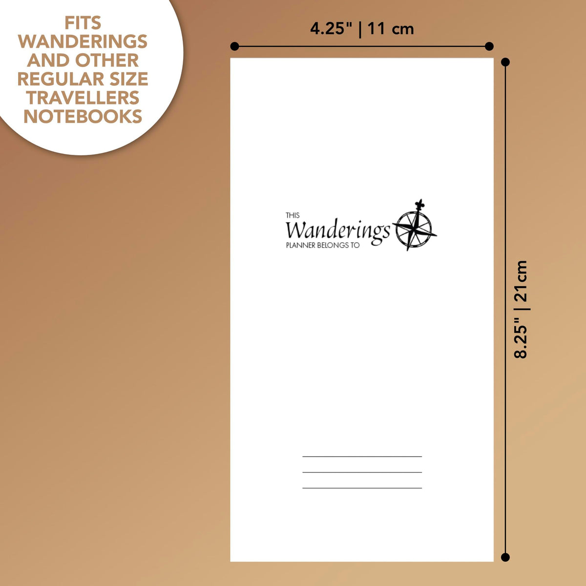Wanderings Traveler's Notebook Calendar Refill Inserts - 4.25 x 8.25" (11cm x 21cm) - January 2027 - December 2027- Calendar Planner Refills For Leather Travel Journals, Diaries and Planners