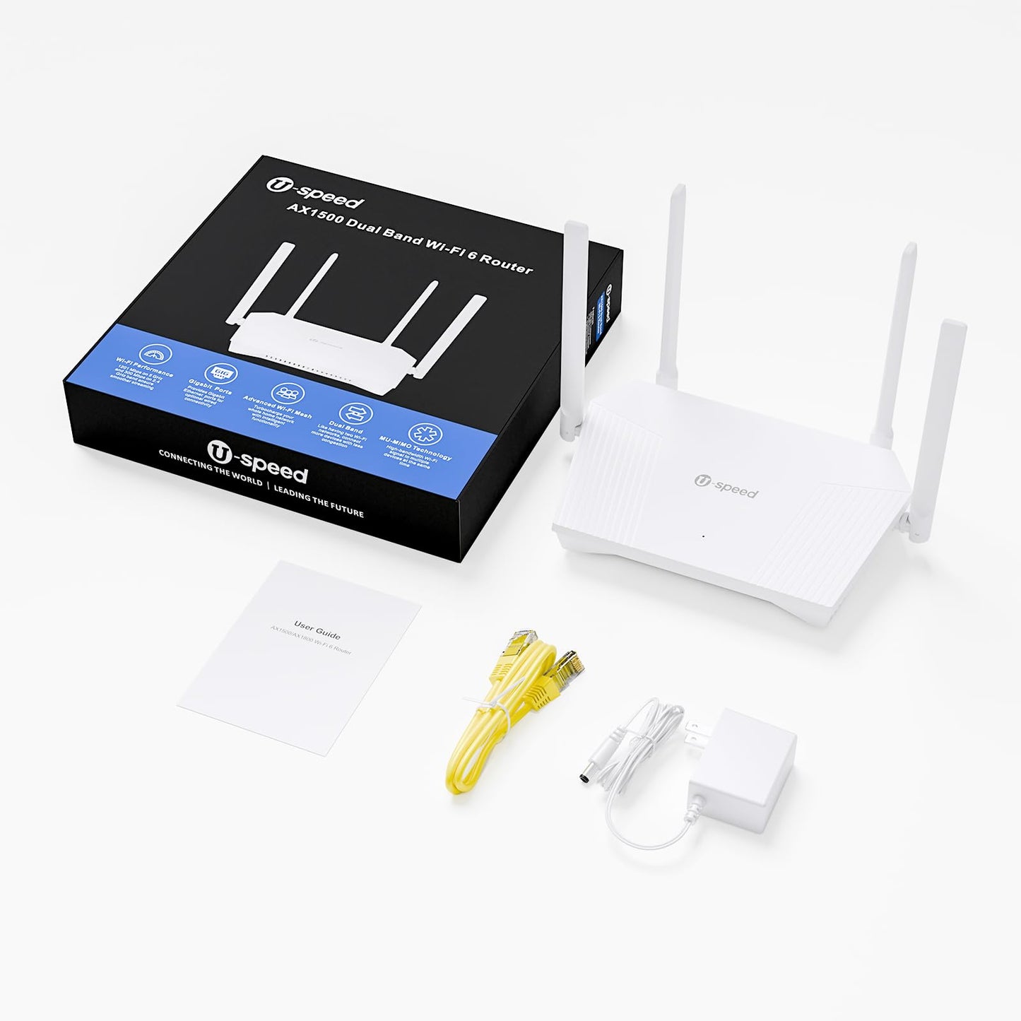U-SPEED AX1500 WiFi 6 Router Dual Band Wireless Internet Router, Wireless Speed Up to 1.5 Gbps, Full Gigabit Ports, Beamforming, OFDMA, MU-MIMO, Parental Controls, WPA3, EasyMesh
