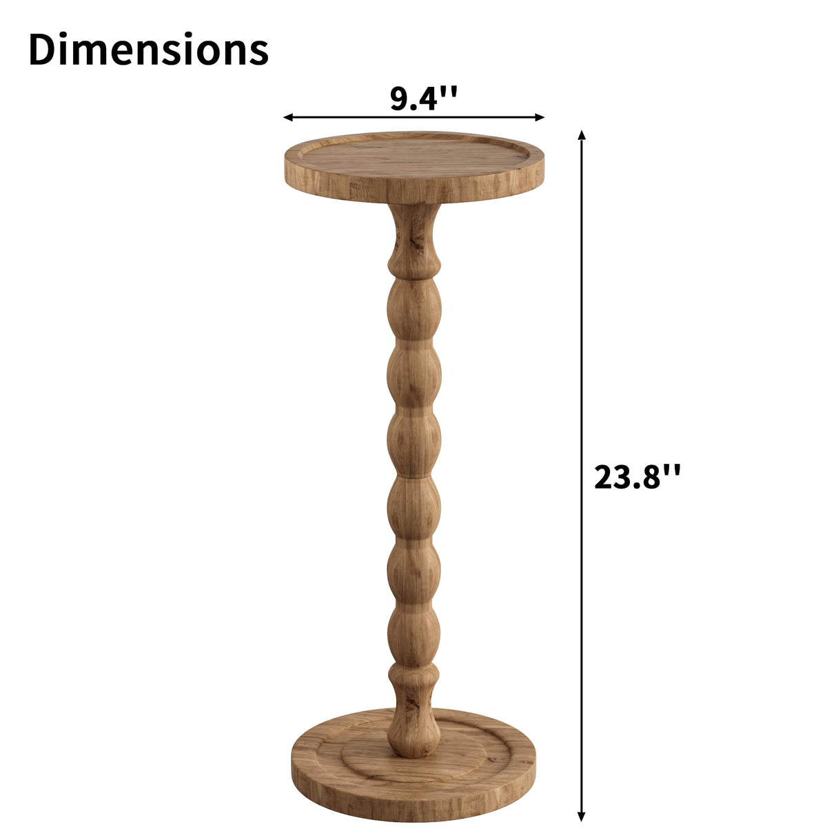 iFaveorr Small Side Table, Rubberwood‌ Drink Table for Small Spaces, Solid Wood Pedestal Coffee Tables, Round End Tables for Living Room, Sofa Couch, Bedroom, Corners, and Office (Brown, 9.4 inch)