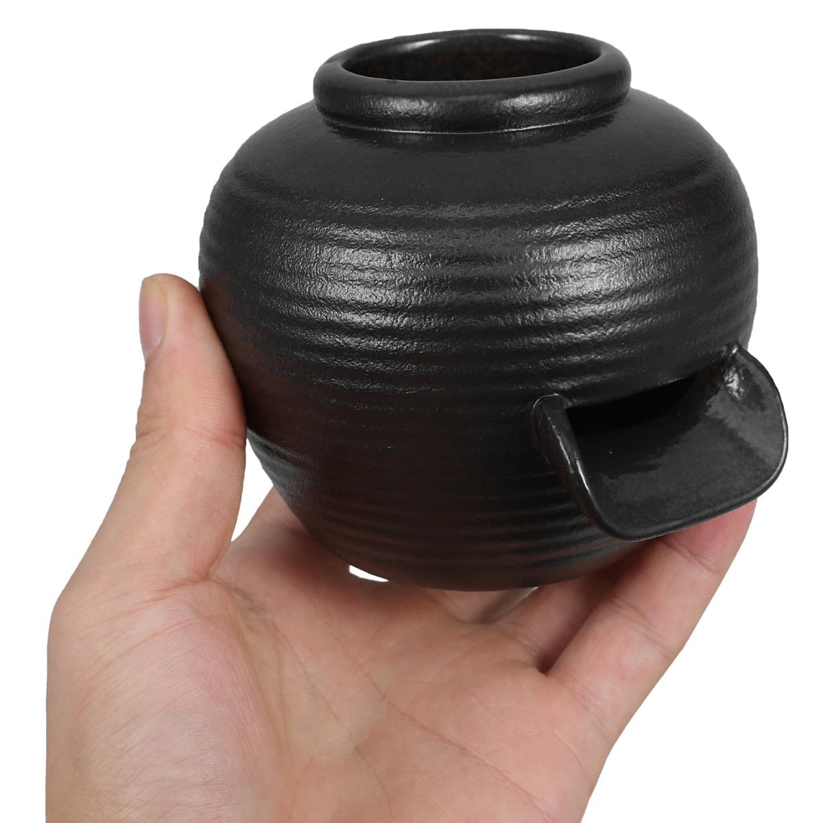ibasenice Mini Ceramic Fountain Jar 3.54In Tabletop Water Feature with U-Shaped Spout Indoor Circulating Waterfall for Zen Garden Office Home Decor