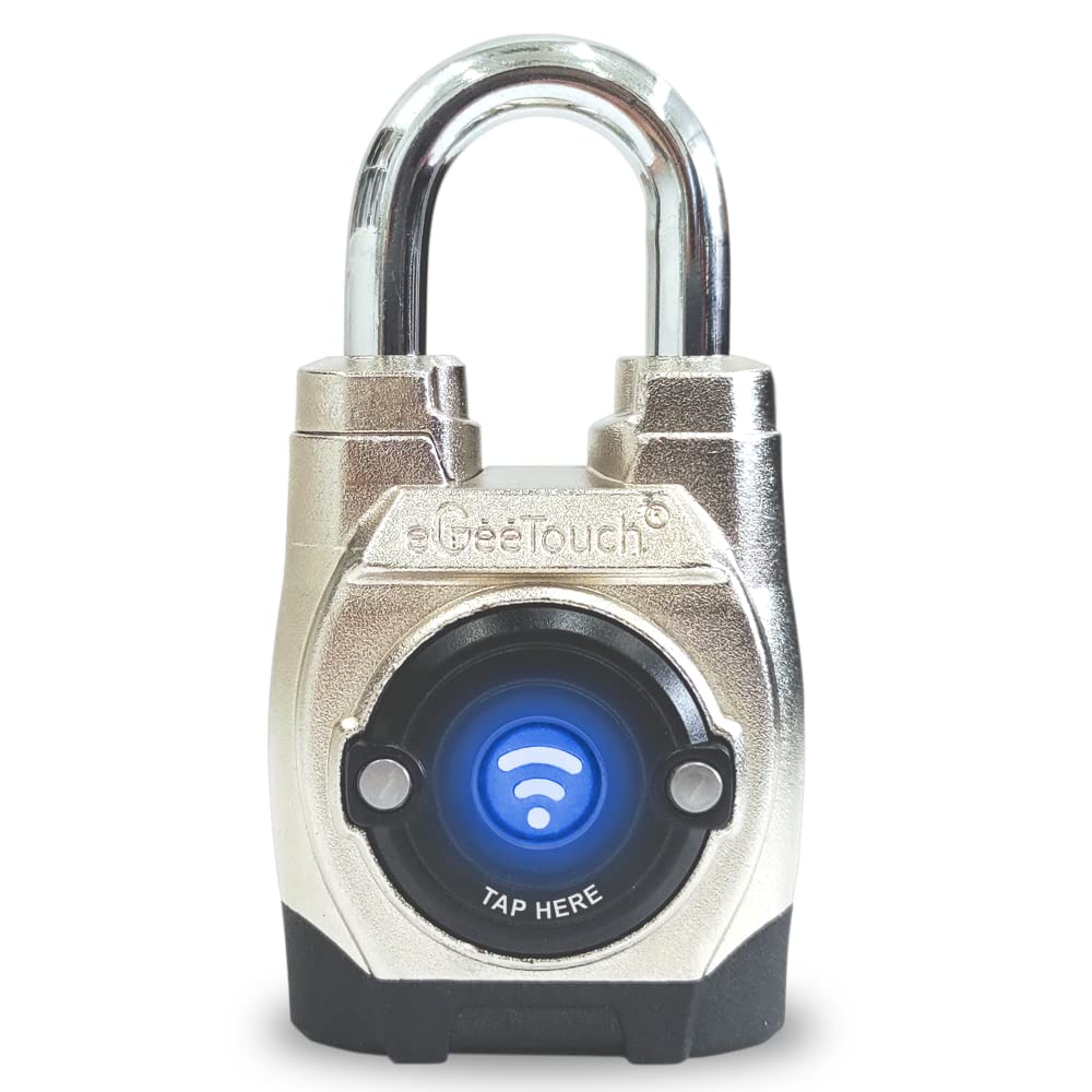 eGeeTouch 5th GEN Outdoor Smart Padlock – (Single, Short Shackle) Keyless Bluetooth & NFC Lock, Durable Weatherproof Security for Sheds, Gates, Bikes - Convenient App Control & Enhanced Safety