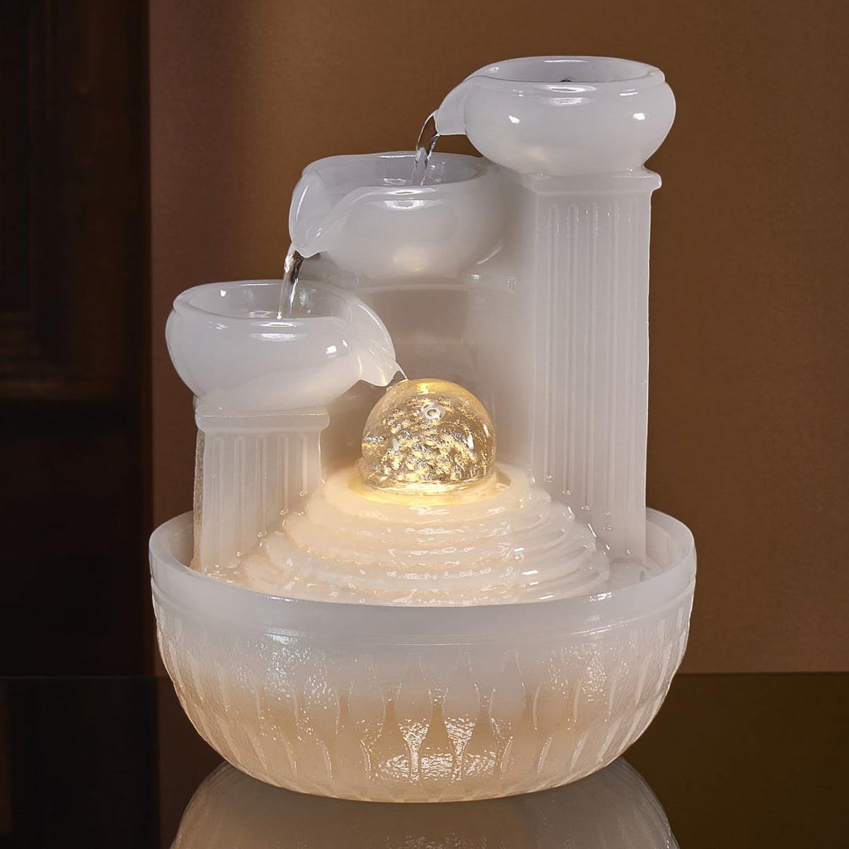 JUE ZHEN Tabletop Water Fountain - Desktop Humidifier Indoor Waterfall Fountain Home Decoration for Office, Living Room, or Bedroom