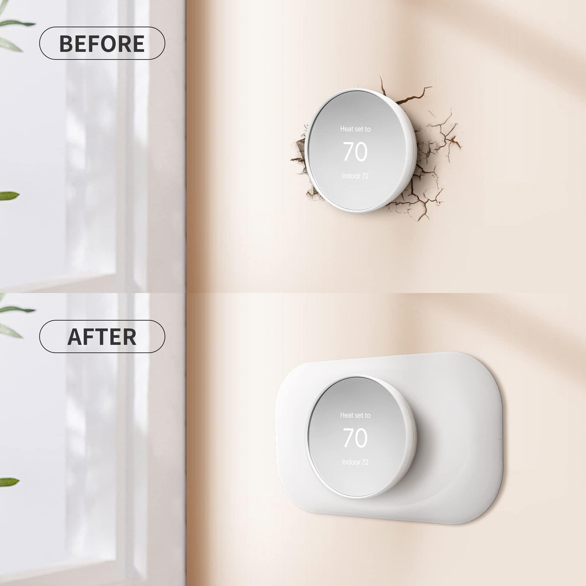 Compatible with Google Thermostat 2020 Wall Plate Cover - Petrichor Nest Thermostat Trim Kit, Made for Google Nest Thermostat 2020, Cover Imperfections Easy to Install - White（2 Pack）