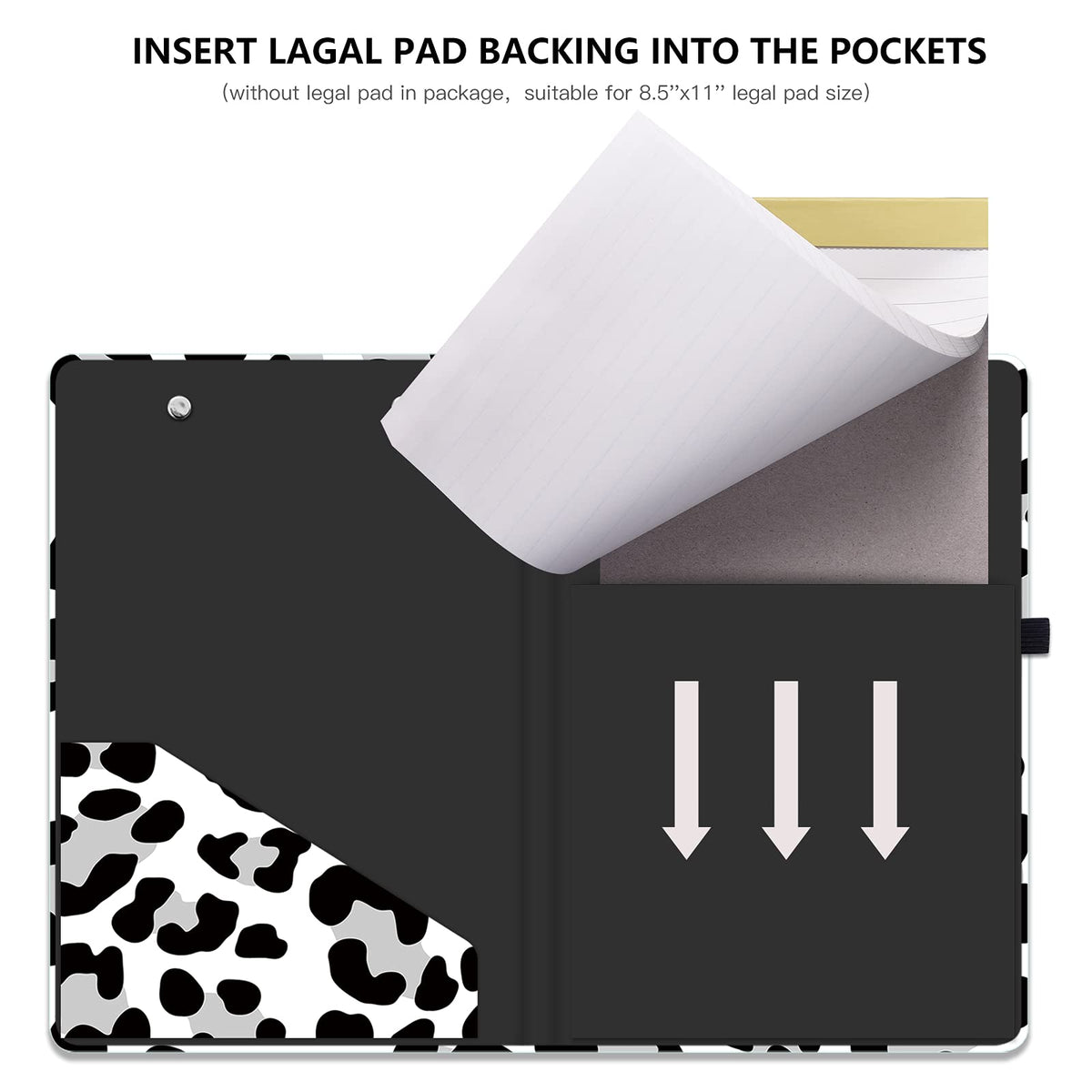 Hongri Mini Clipboard Folio with Refillable Lined Notepad and Interior Storage Pocket for Students, Classroom, Office, Women, Man, Cute Custom Pattern, Standard A5 Size 6 x 9 in, Cream Spots
