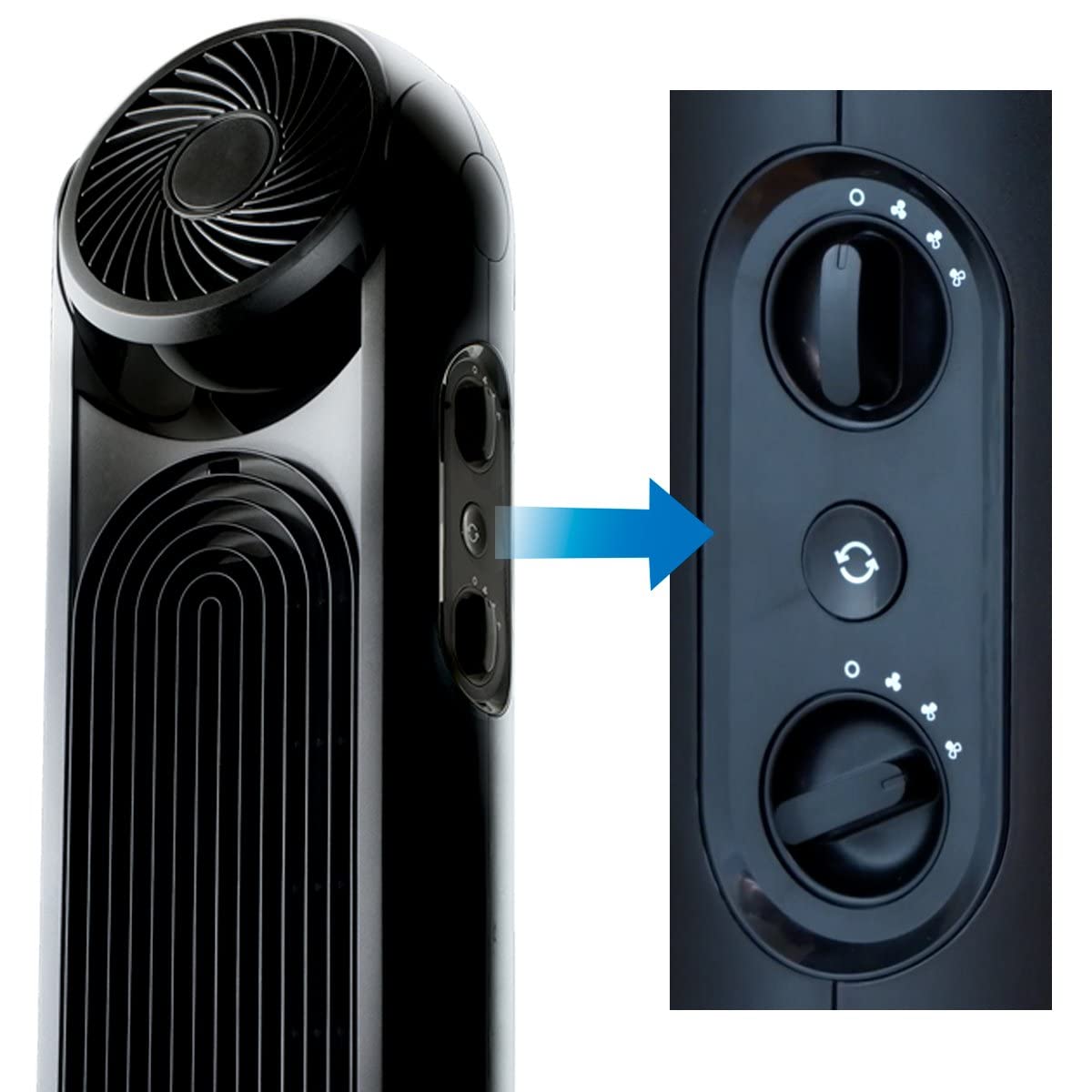 Honeywell TurboForce Tower Fan, 2-in-1 Fan with 6 speeds, quiet operation quality. Stylish Tower Fan for home, room, bedroom or home office - Black, HYF502
