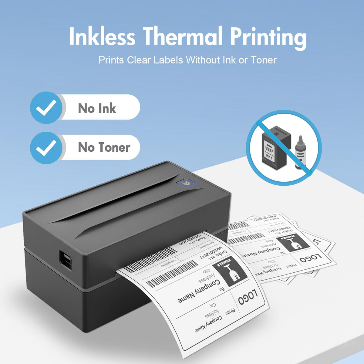 Bluetooth Thermal Shipping Label Printer: 4x6 Wireless Label Maker with Tape for Small Business - Compatible with iPhone, Android, Windows & Mac, Widely Used for USPS UPS Amazon Shopify Etsy