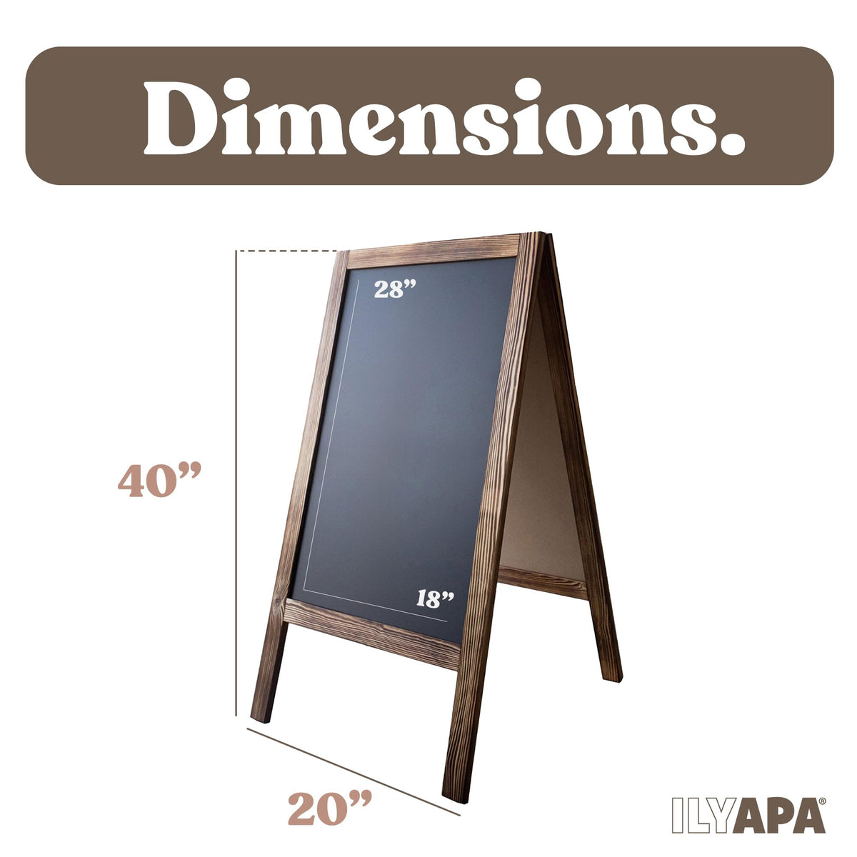 Ilyapa Wooden A Frame Sign Sandwich Board Signs Outdoor with Eraser & Chalk - 40x20 Inches Magnetic Chalk Board Easel Sign – Rustic Natural Wood Sidewalk Chalkboard Signs Menu for Restaurant, Business