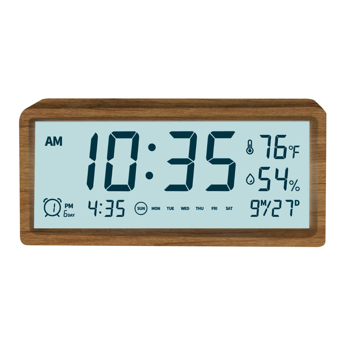 Smart Cute Digital Alarm Clock Snooze Wake Up Desk Clock Night Stand Clock Digital Bedside Tables Wood Alarm Clock for Heavy Sleepers Adults Large Display Alarm Clocks for Bedrooms Office Kids Toddler