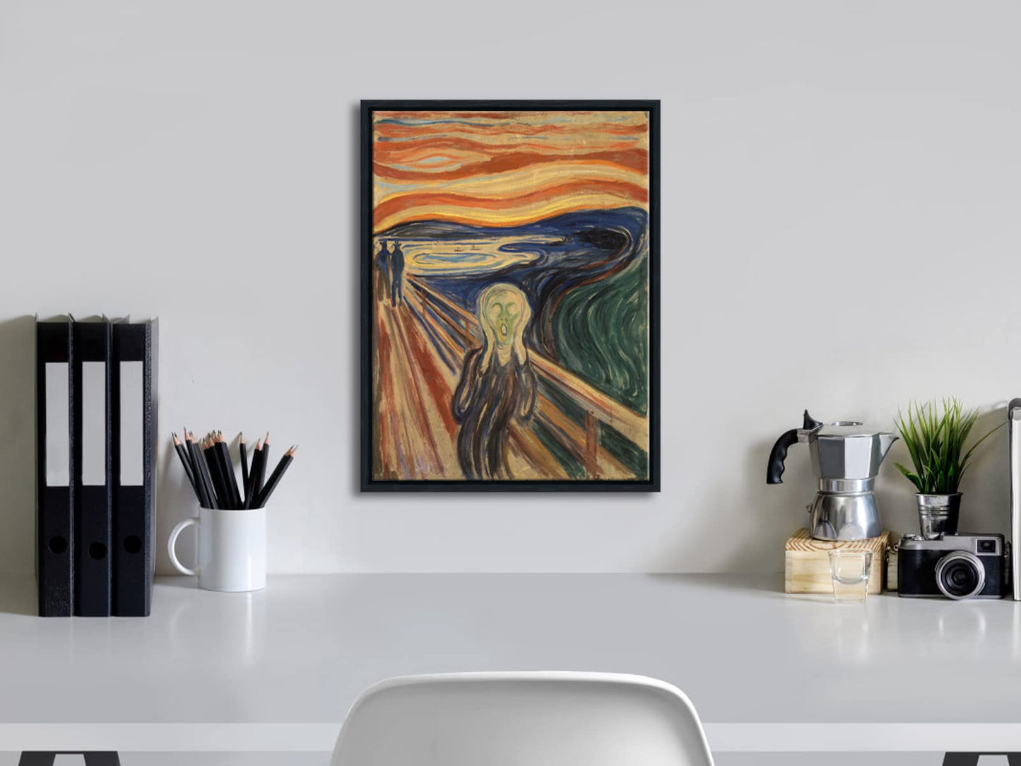 Wieco Art Framed Art The Scream by Edward Munch Famous Paintings Reproduction Abstract Canvas Prints Artwork for Wall Decor Modern Canvas Wall Art for Home & office Decoration