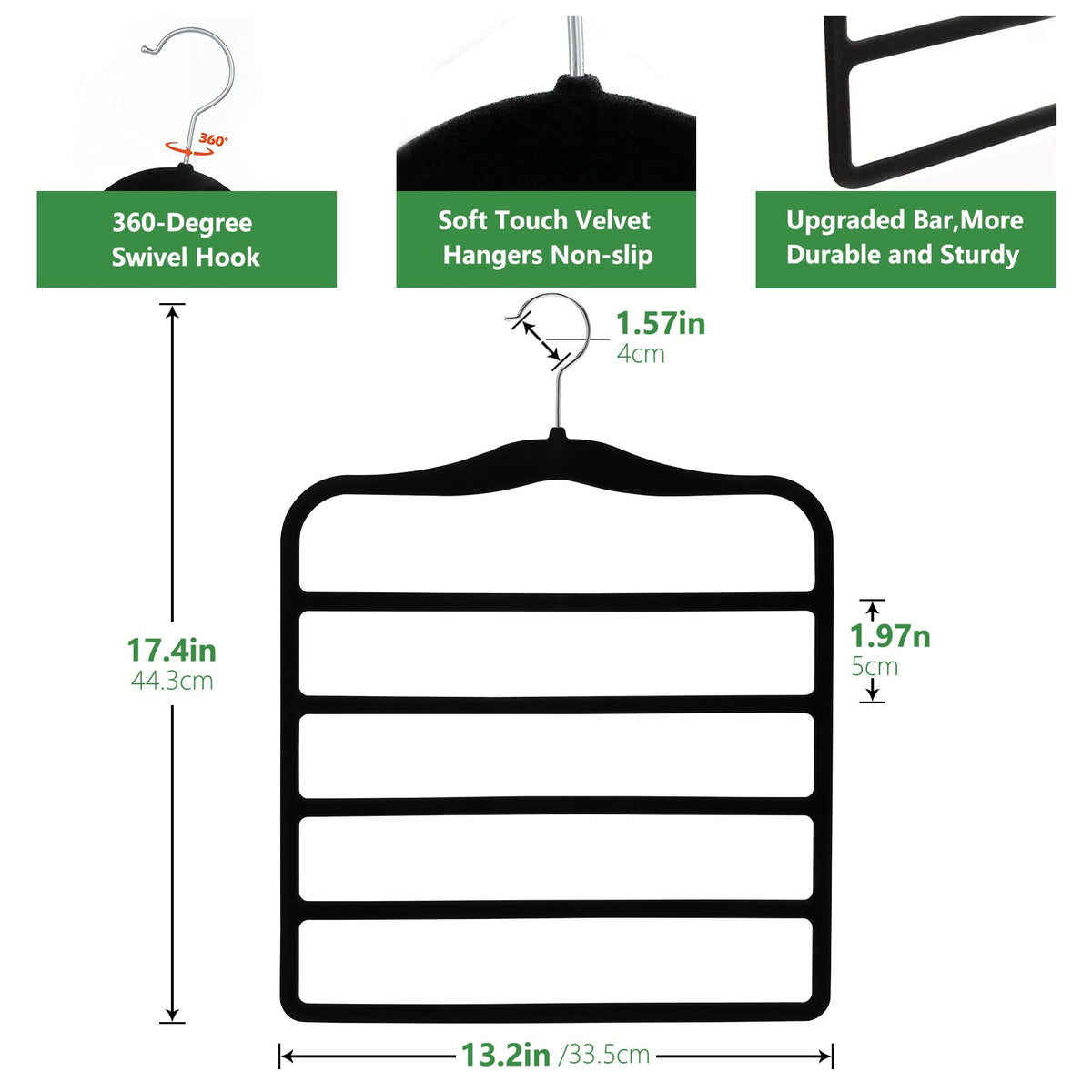 Pants Hangers Space Saving,5P Scarf Hangers for Closet Organizers and Storage,Non Slip Velvet Hanger for Closet Organizer,College Dorm Room Essentials,Heavy Duty Organization and Storage Jean Hangers
