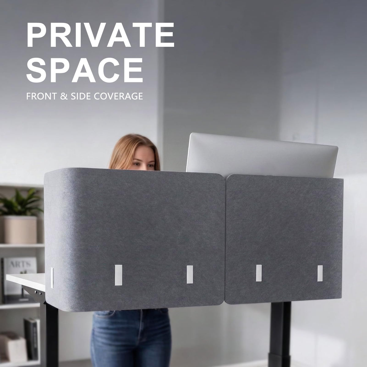 ERGO COLLECT Desk Privacy Panel,2PCS L-Shaped Clamp-On Office Desk Divider,2-in-1 Adjustable Acoustic Desktop Partition Or Under Desk Modesty Panel,for Office,Home,Felt (Grey, 47.2" x 15.7")