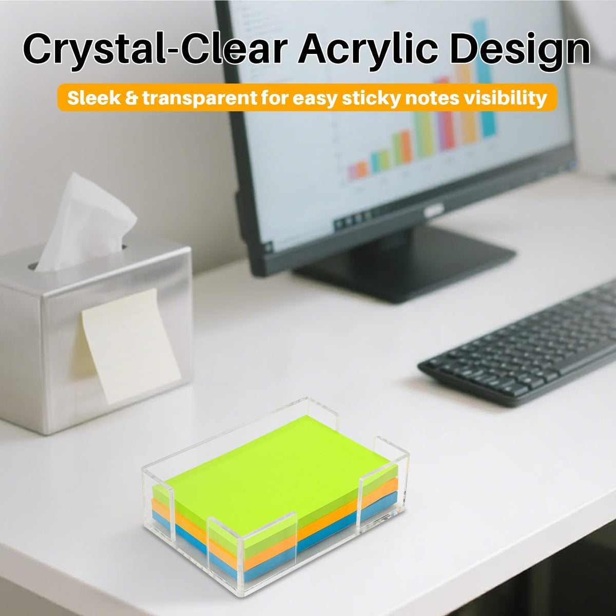 Yncotte Acrylic Sticky Note Holder, 4x6 Inch Clear Dual Notepad Holder Dispenser with Triple Openings Non-Slip Rubber, Sticky Note Dispenser Memo Holder Case for Desk Office School Supplies(No Pads)