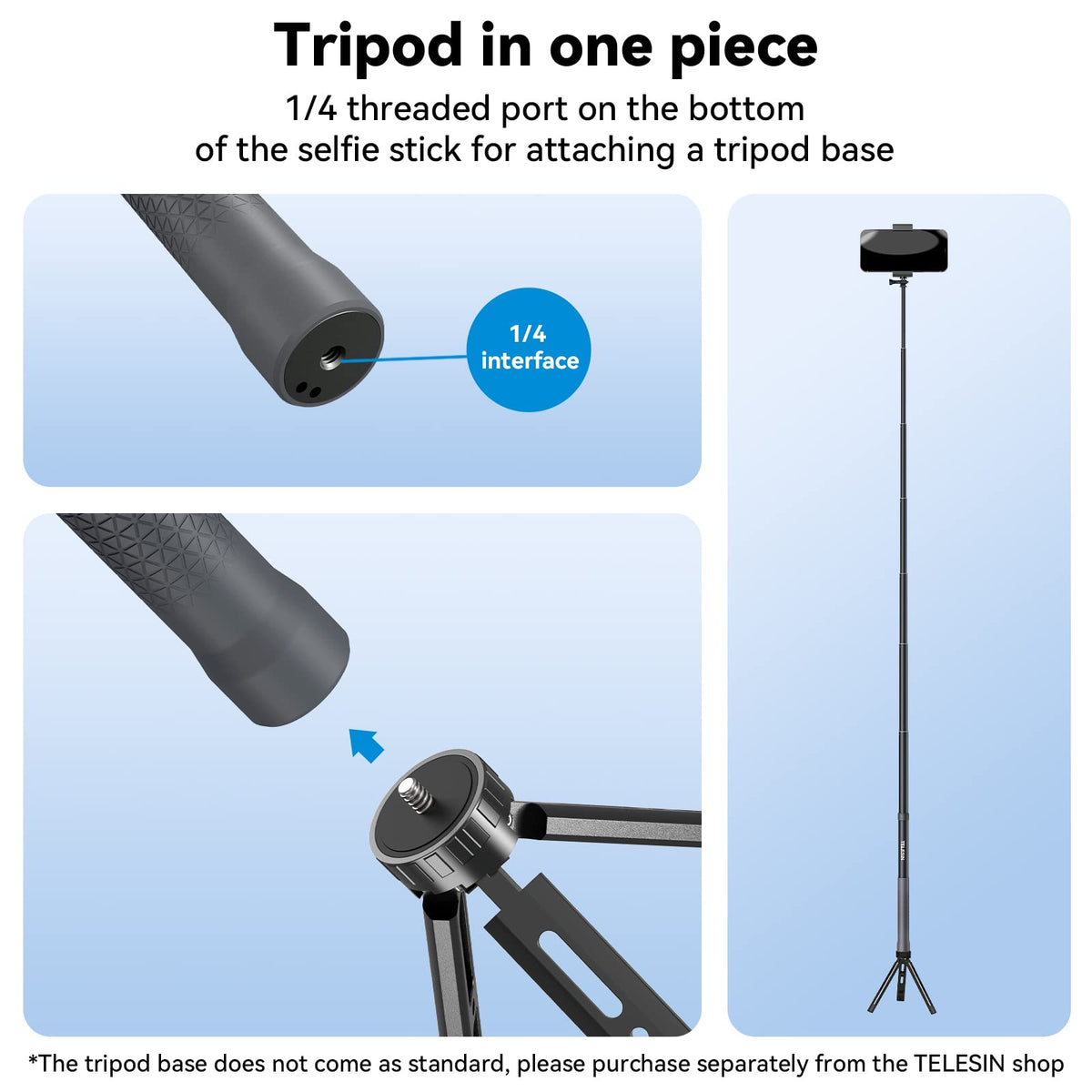 TELESIN G3 Selfie Stick Pole Long Invisible (118"/3M), Carbon Fiber Waterproof Underwater Monopod for GoPro Max 13 12 11 10, Insta360 X3 X4 X5 Ace Pro, DJI Osmo 360 Action Pocket AKASO Bike Motorcycle