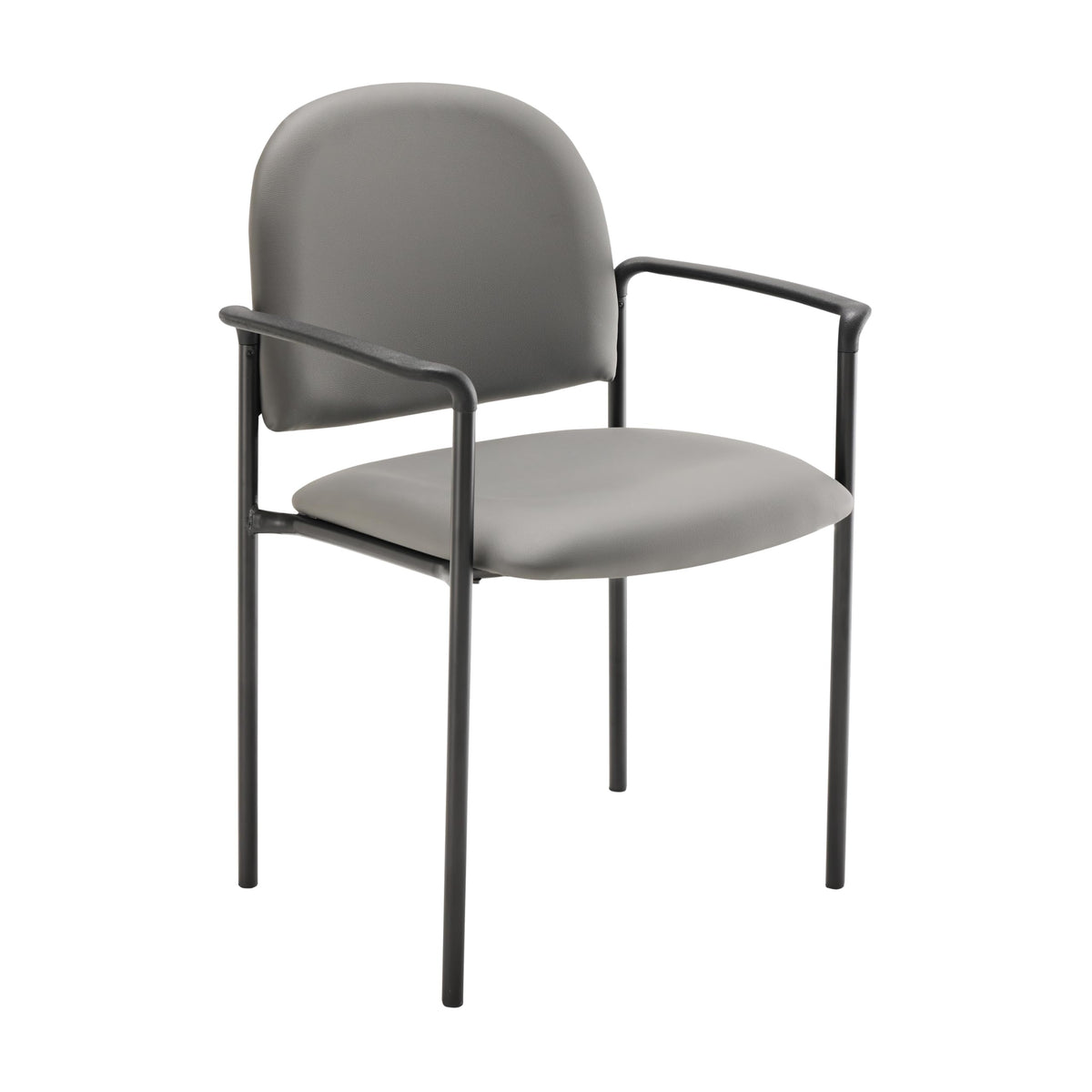 Flash Furniture Tiffany Side Reception Chair with Armrests, Stackable Vinyl Waiting Room Chair for Commercial or Residential Use, Gray