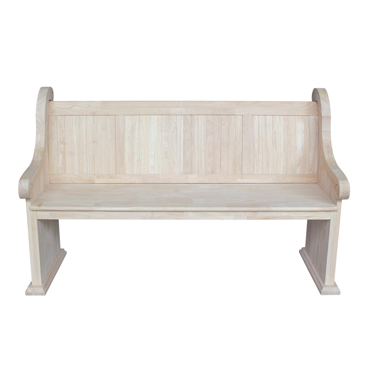 IC International Concepts, Sanctuary Bench, Solid Real Wood, Sturdy Parawood, Entryway/Dining/Living, Spacious Dimensions 58" W x 17.7" D x 18" H, 450 LBS Capacity, Paint/Stain Ready, Unfinished