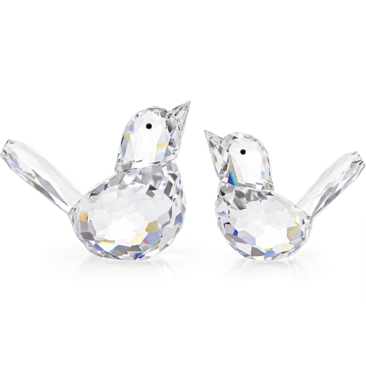 YWHL 2Pcs Clear Crystal Bird Figurines, Handmade Glass Birds Gifts for Women Men, Art Animals Decorative Ornament Collectible Figurine (Clear)