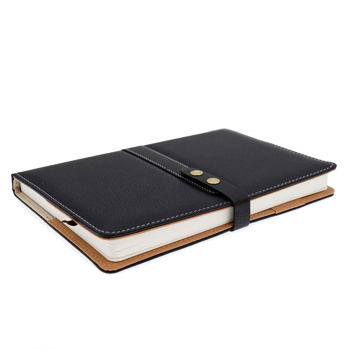 BenOpinion Hardcover Notebook Set - Thick Classic Ruled Premium Paper Notebook with Pen Loop and Pen, A5 192 Pages, Soft Faux Leather Hardcover Cover with Buckle(Black)