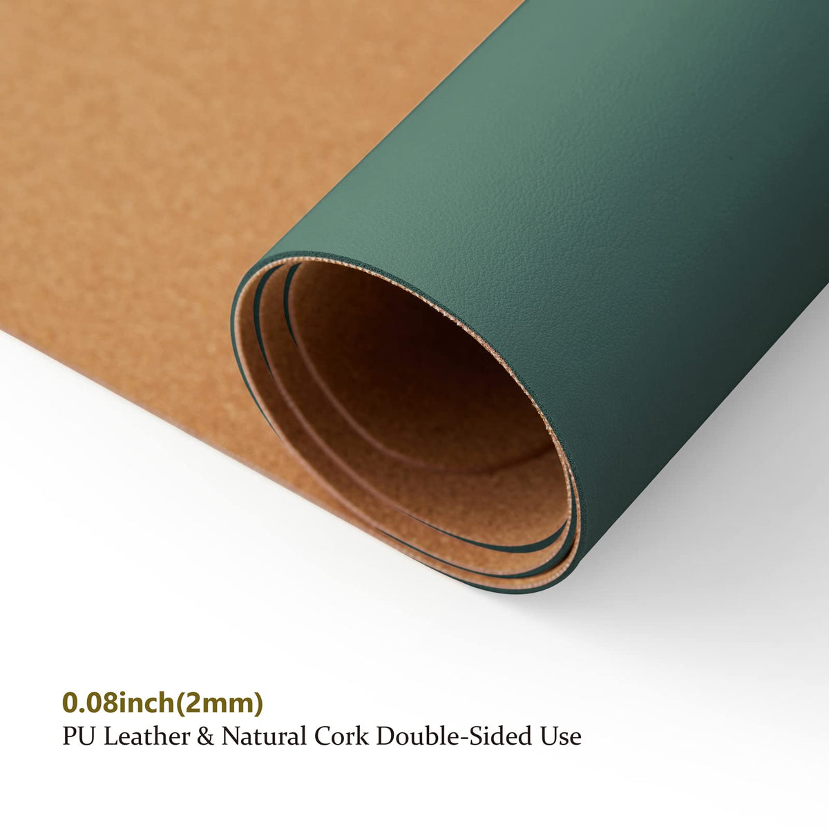 Cork Desk Mat - Dual-Sided Desk Pad for Office and Home - Desk Organization and Accessories - Ideal for Large Mouse Pad and Desk Mats on Top of Desks(Dark Green,90cmx 43cm)