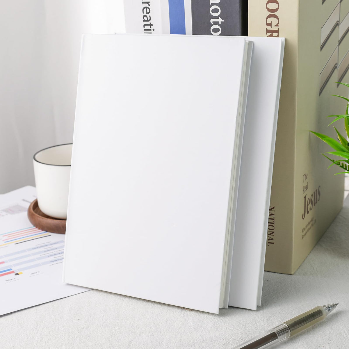 Koogel 2PCS Blank Hardbound Sketch Notebooks, White Drawing Notebooks 5.7" x 8.2" Hardcover Sketchbooks Blank Thick Smooth Notebook for Kids to Write Stories 50 Sheets 100gsm Inner Paper